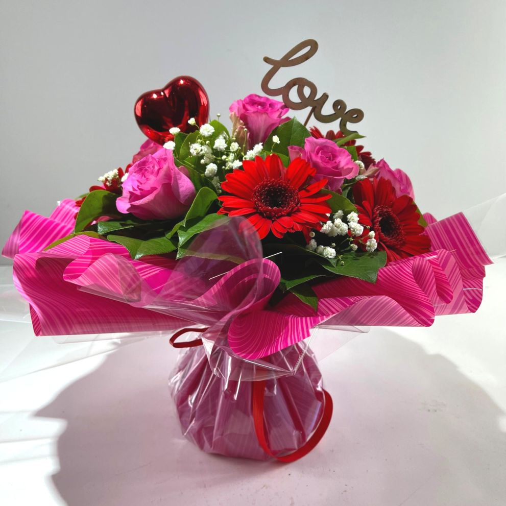 Bouquet rosso-fucsia