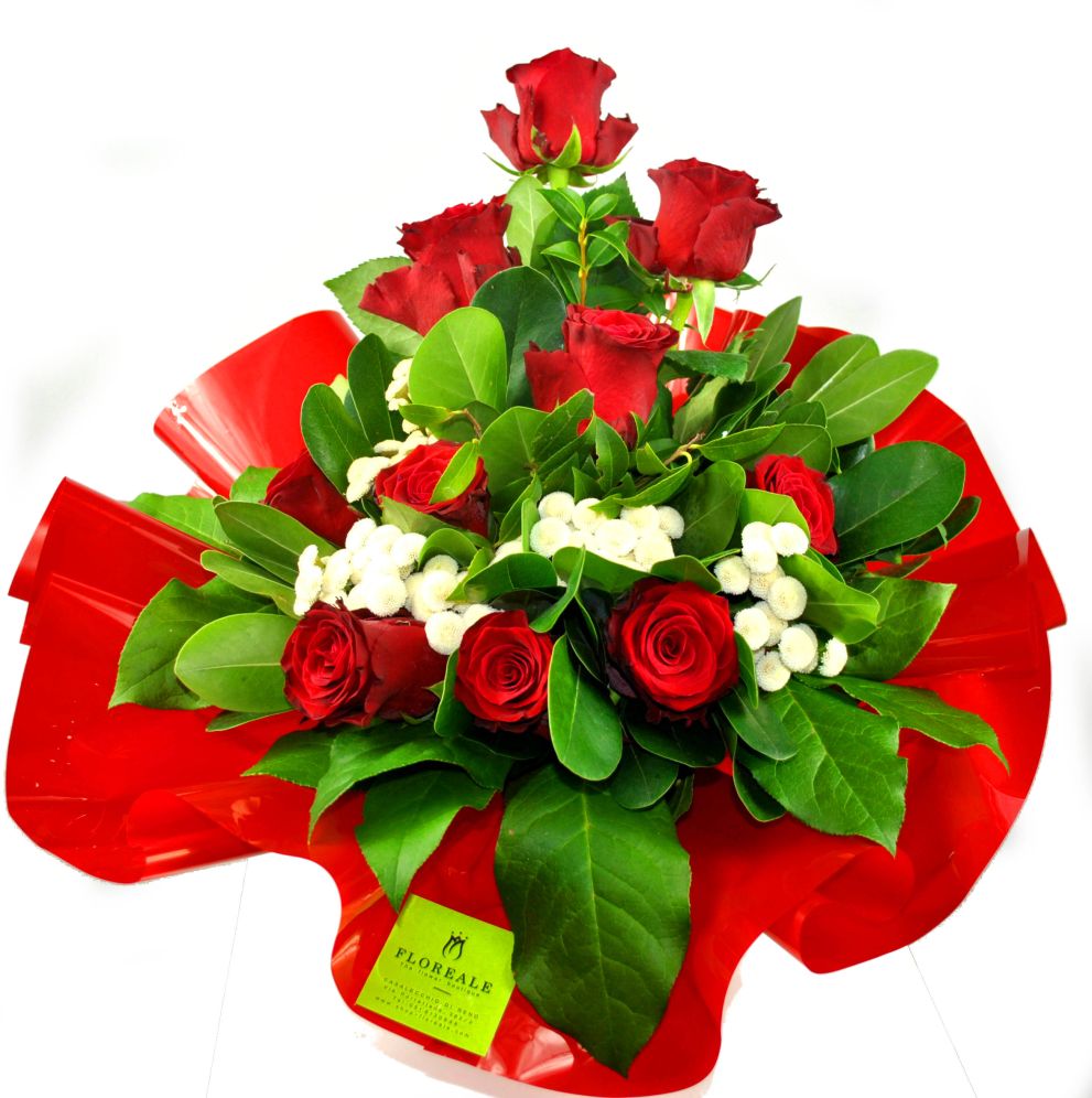 Bouquet con rose rosse in altezza